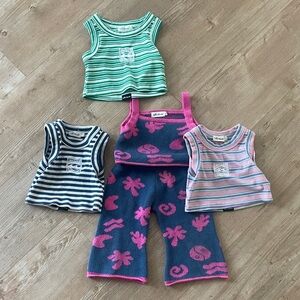 Salty Shreds Striped Tank Tops and Patterned Pants Set 2T